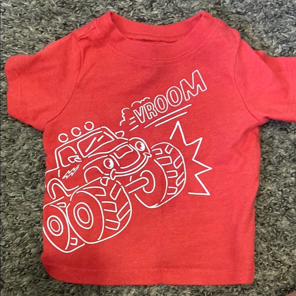 Red Kids T-Shirt with Monster Truck Design